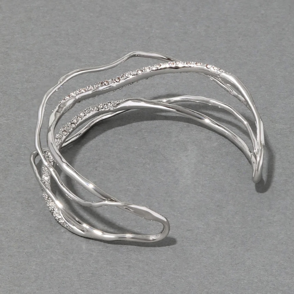 ALEXIS BITTAR • Solanales Silver Crystal Intertwined Cuff Bracelet - Picture 6 of 7